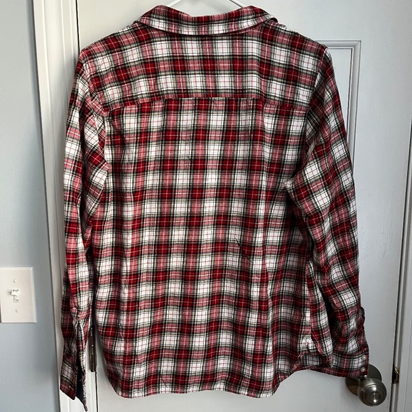 Tommy Hilfiger red plaid top with adjustable sleeves, Size L. EUC! - Picture 3 of 4